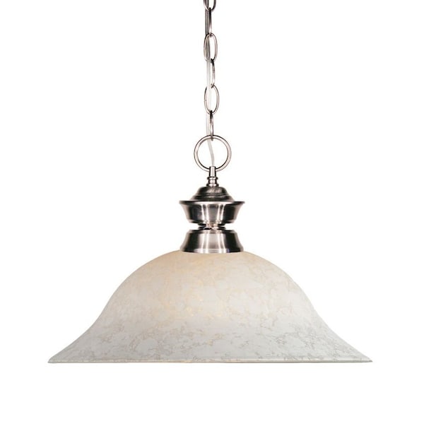 Z-Lite Riviera 1 Light Pendant, Brushed Nickel & White Mottle 100701BN-WM16 - main